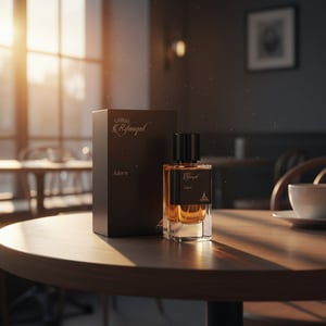 Rifaaqat Adorn di meja kafe dengan cahaya golden hour