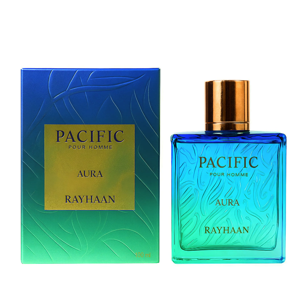 Rayhaan Pacific Aura perfume lelaki fresh aquatic citrus long lasting Malaysia sesuai harian