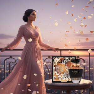 Carino Black by Rue Broca perfume bottle with rose petal shower balcony women fragrance Malaysia