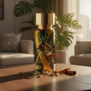 Exotic Heritage Rue Broca perfume lelaki budget - Decorative bottle with natural elements on a table in a living room setting