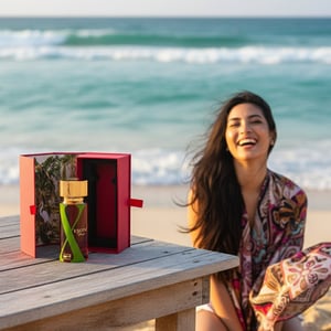 Exotic Paradise by Rue Broca 100ml EDP bottle and box beach breeze ocean background women fragrance Malaysia