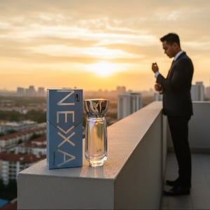 Nexa Immortal by Rue Broca 100ml EDP bottle and box balcony sunrise Malay man men fragrance Malaysia