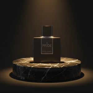 Rue Broca Pride Pour Homme EDP bottle and box marble pedestal spotlight men fragrance Malaysia