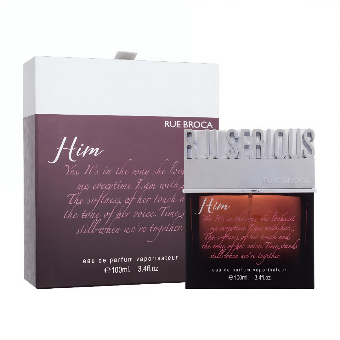 R U Serious Him by Rue Broca 100 ml EDP men Malaysia – haruman maskulin spicy woody tahan lama