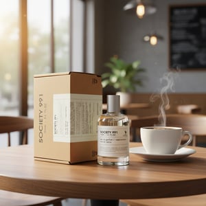 Society 991 atas meja kafe &ndash; minyak wangi harian Malaysia”