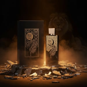 Brave Heart Perfume among armor with amber smoke lion reflection Malaysia”