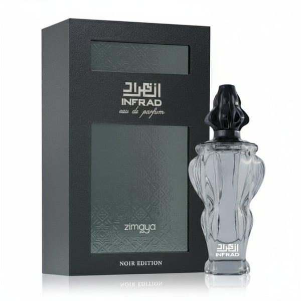 infrad Noir by Zimaya 100ml unisex perfume bottle and packaging on a white background
