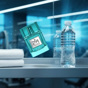 Mazaaj Rhythm by Zimaya perfume bottle beside towel and water bottle fresh men women gym fragrance Malaysia