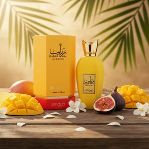 Rabab Pulp by Zimaya perfume bottle with mango, fig and jasmine petals tropical light Malaysia unisex fragrance
