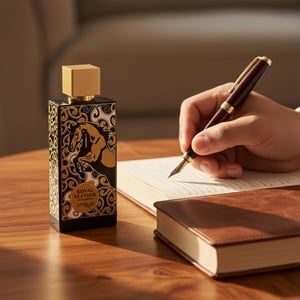Royal Leather by Zimaya perfume bottle with leather journal fountain pen men lifestyle Malaysia