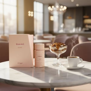 Zimaya tiramisu perfume bottle and packaging on a white background