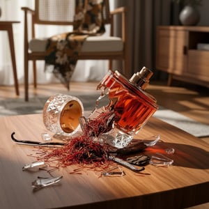 Zimaya Sharaf Blend unisex Perfume bottle with a gold cap on a reflective surface