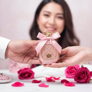 Malay couple exchanging zukhruf perfume gift box romantic love Malaysia